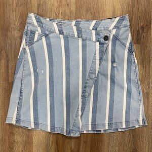 NWT Kut From The Kloth Connie Skirt Asymmetrical Hem Stripe Denim Size 4